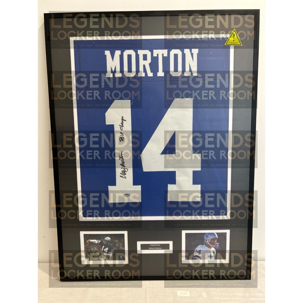 Framed Craig Morton Autographed Jersey (With Certificate of Authenticity)